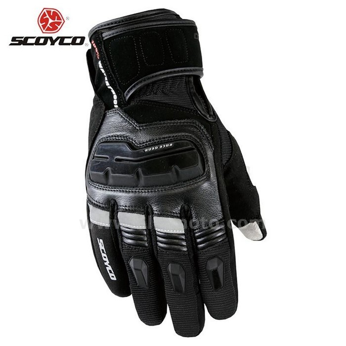 130 Men Genuine Cow Leather Motorcycle Touch Screen Gloves Waterproof Windproof Warm Winter